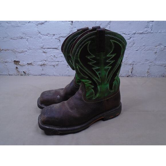 Ariat Men's 13D Rebar Flex Western VentTEK Brown Green Composite Toe Work Boots - Picture 3 of 11